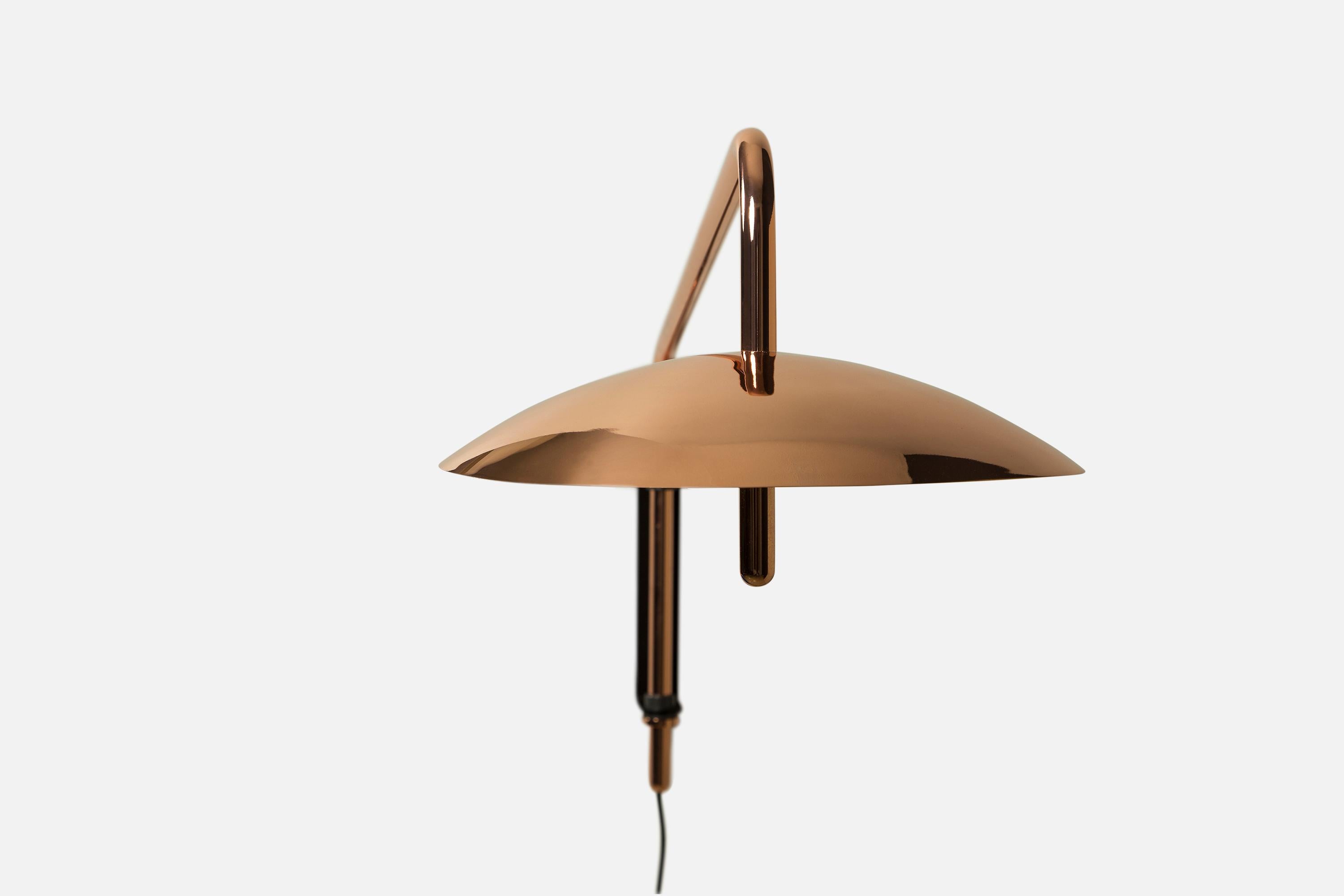 Modern Signal Arm Sconce in Black x Brass, Long, by Souda, in Stock
