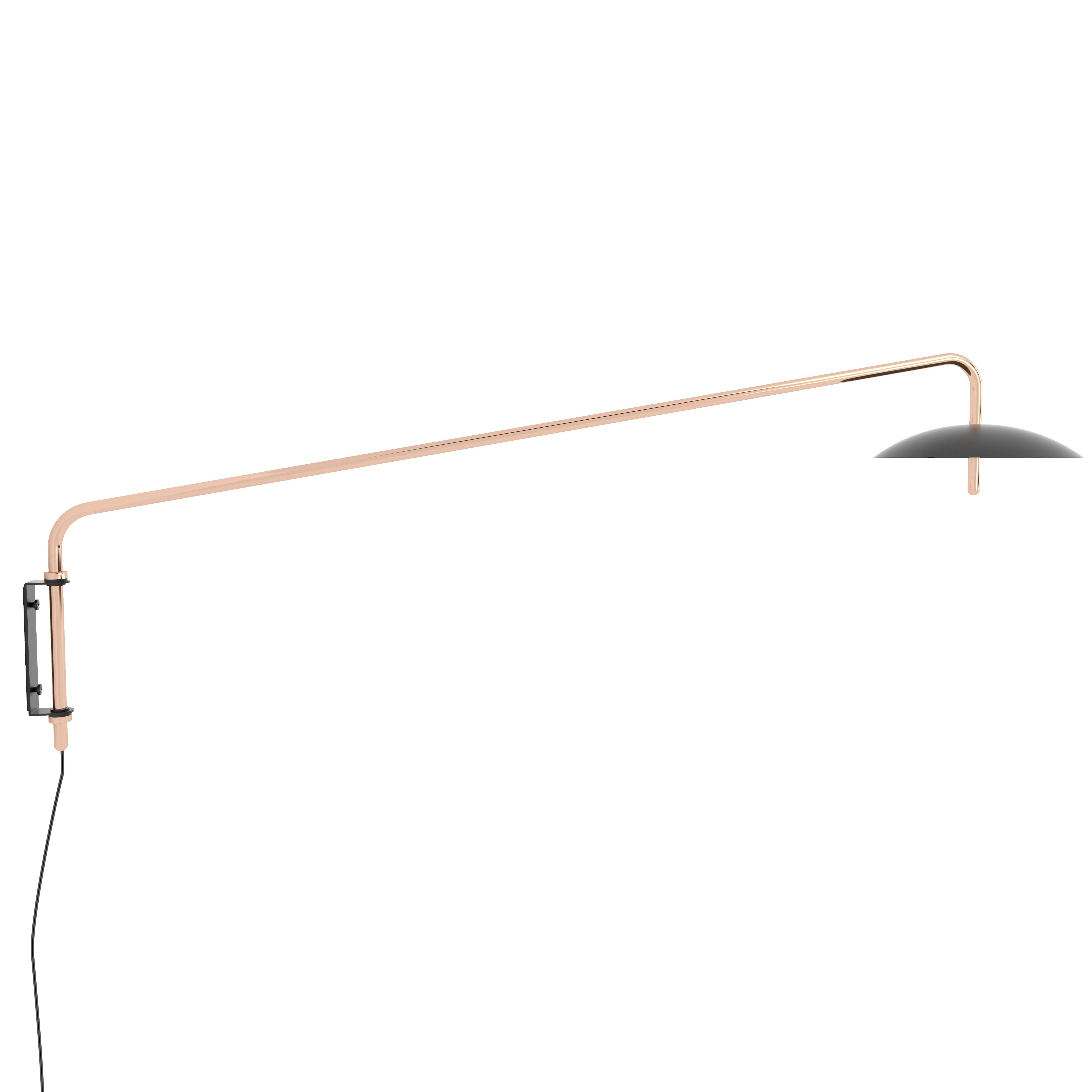Signal Arm Sconce in Black x Brass, Long, Hardwire, by Souda, Made to Order For Sale 1