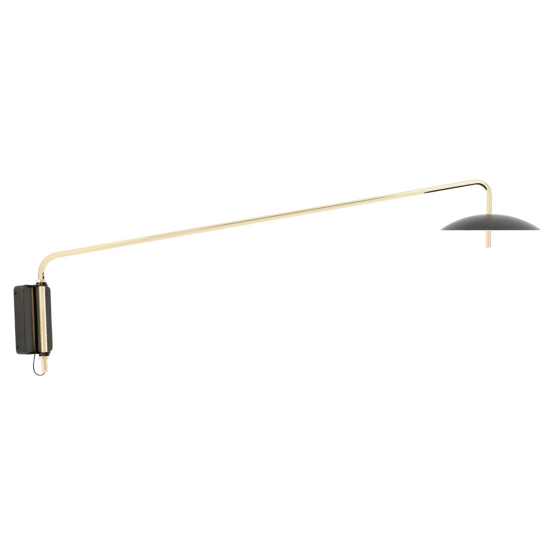 Signal Arm Sconce in Black x Brass, Long, Hardwire, by Souda, Made to Order For Sale