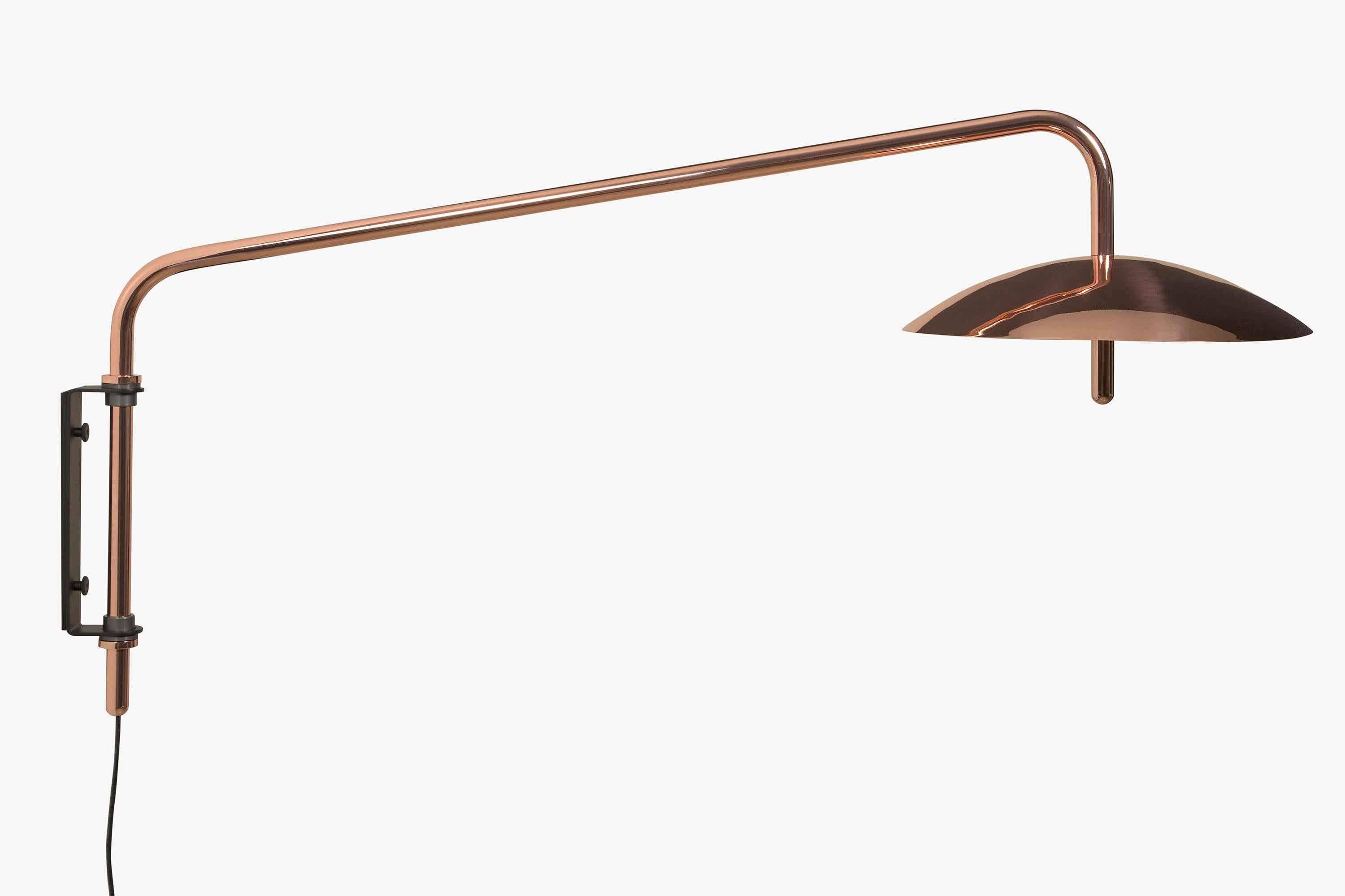 Signal Arm Sconce in Black x Copper, Long, Hardwire, by Souda, Made to Order In New Condition For Sale In Brooklyn, NY