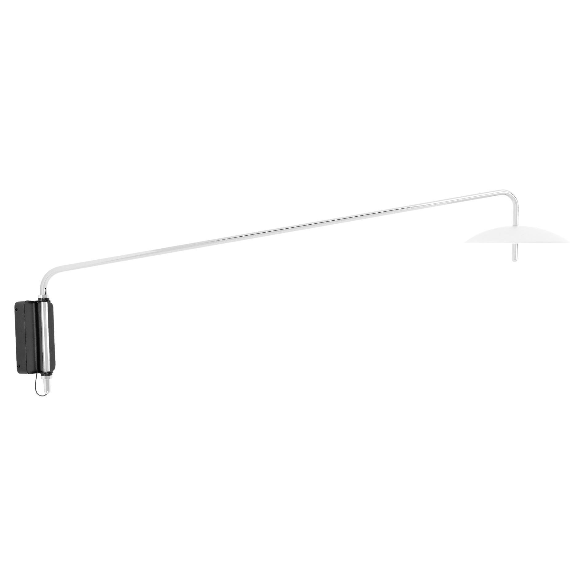 Signal Arm Sconce in White X Nickel, Long, Hardwire, by Souda, Made to Order For Sale