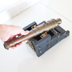 SIGNAL CANNON 1850 Coastal Fortress Battery Cannon In Bronze & Wood