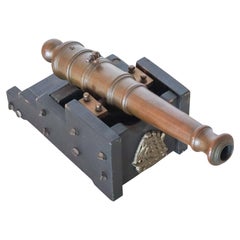 SIGNAL CANNON 1850 Coastal Fortress Battery Cannon In Bronze & Wood