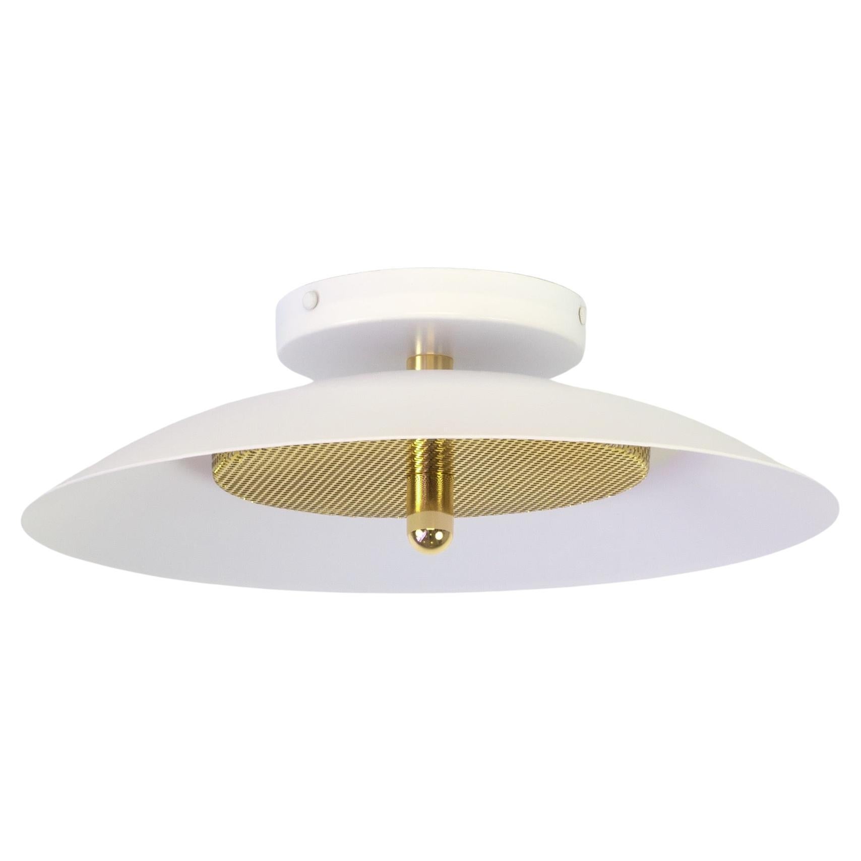 Signal Flush Mount, White and Brass, from Souda, in Stock For Sale