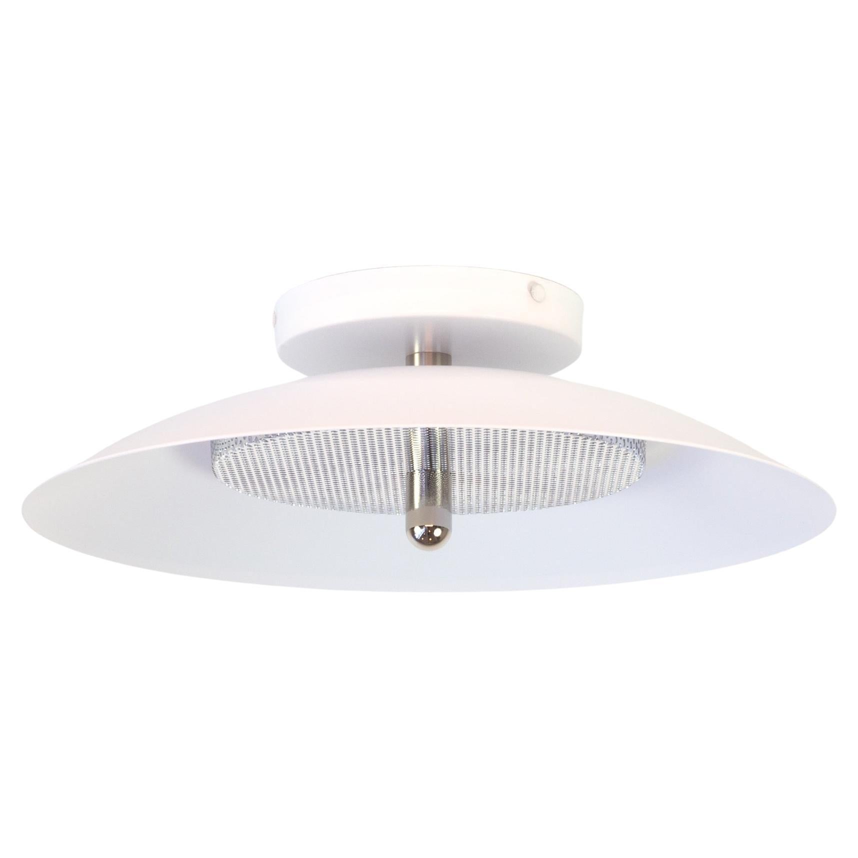 Signal Flush Mount, White and Nickel, from Souda, Made to Order For Sale