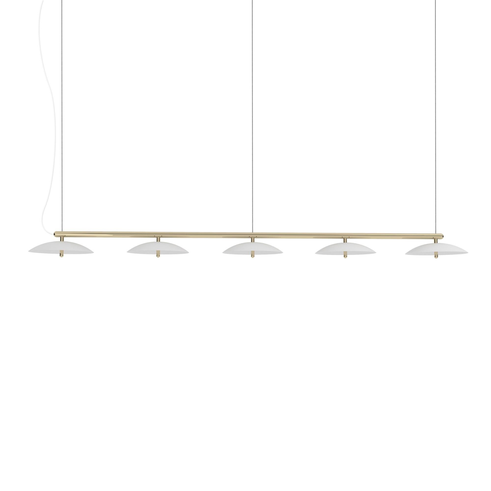 Metal Signal Linear Pendant, by Souda, Extra Long, Black & Brass, Made to Order For Sale