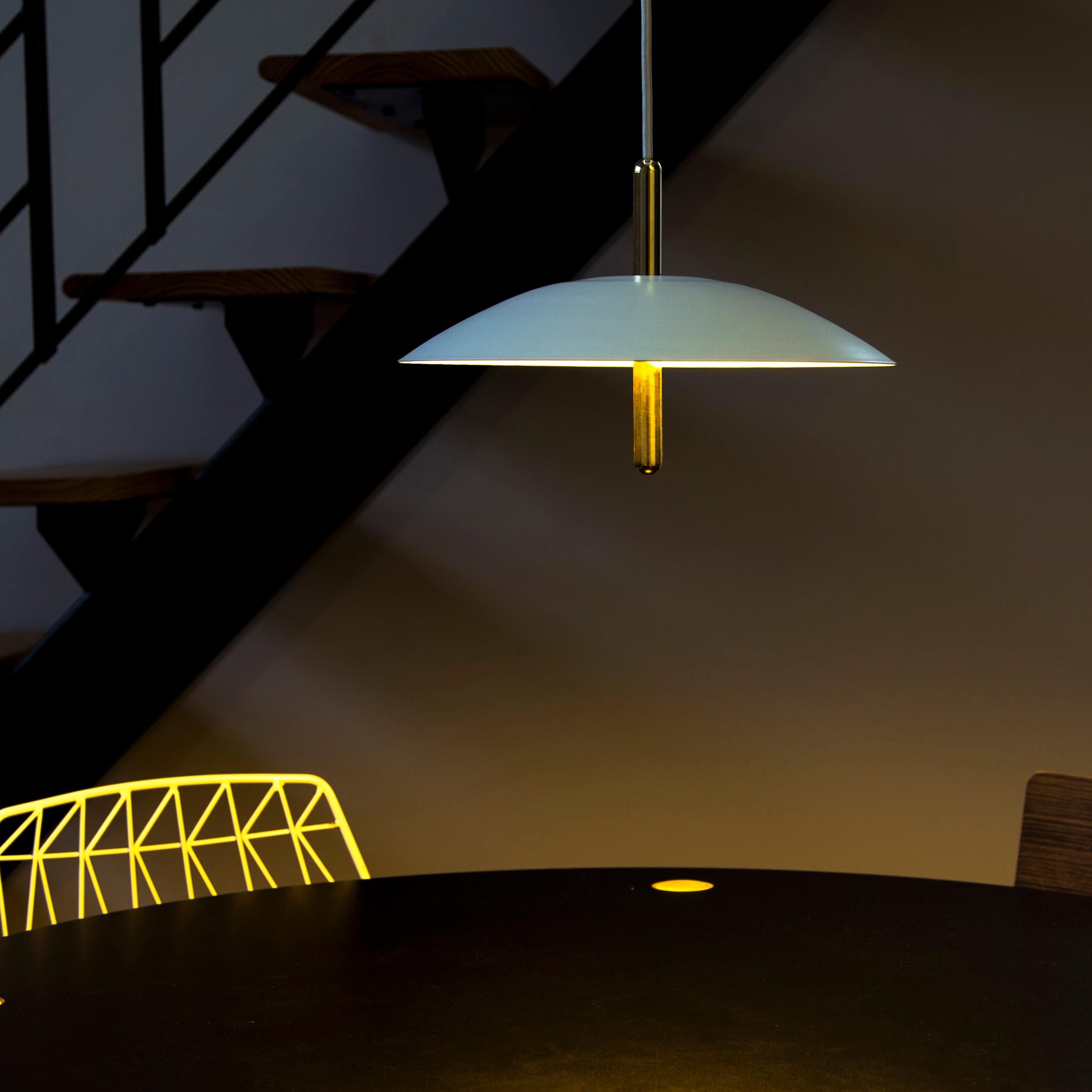 Powder-Coated Signal Pendant Light from Souda, Black & Brass, Made to Order For Sale