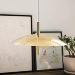 Lampada a sospensione Signal di Souda, in ottone, con cavo bianco, realizzata su ordinazione