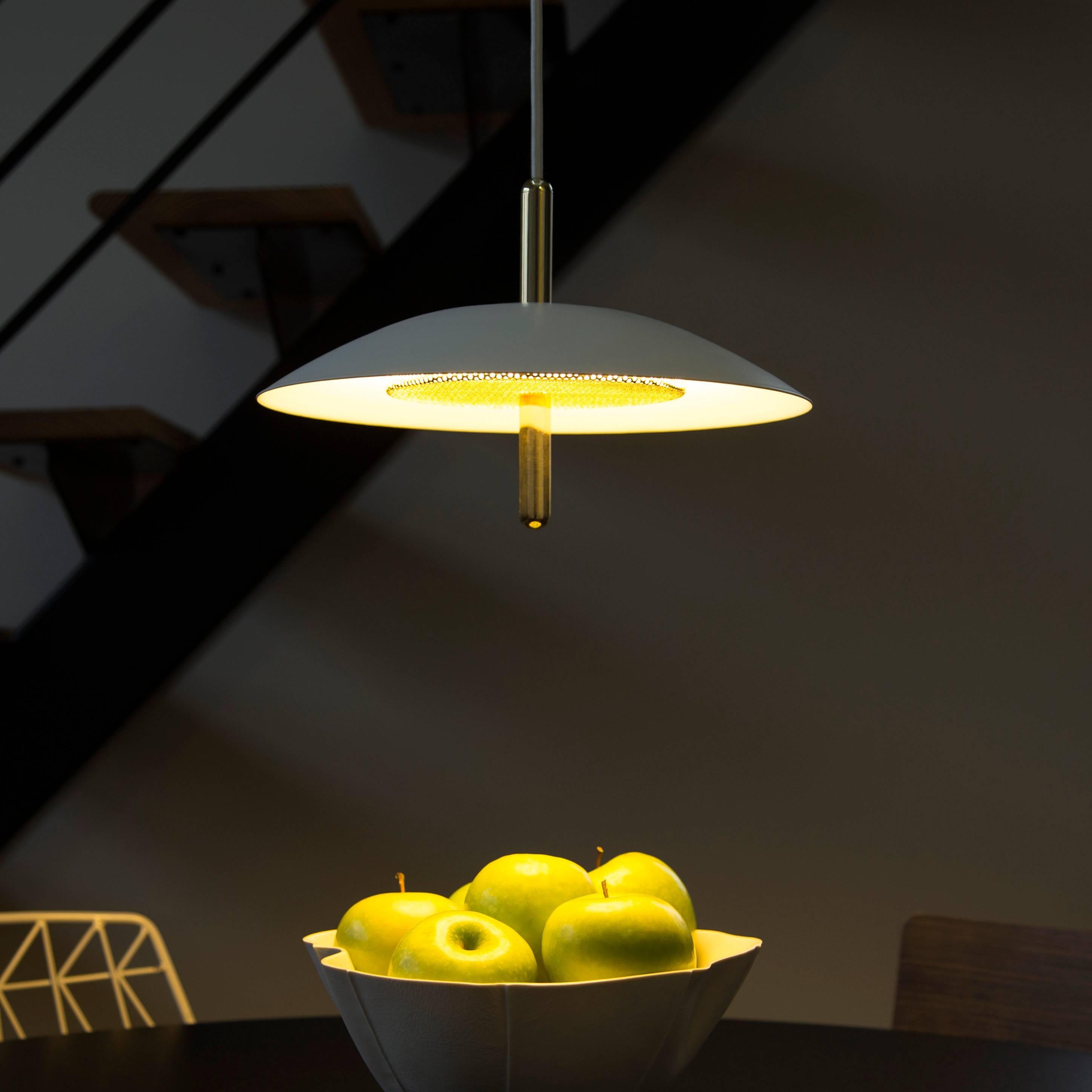 American Signal Pendant Light from Souda, White x Brass, in Stock For Sale