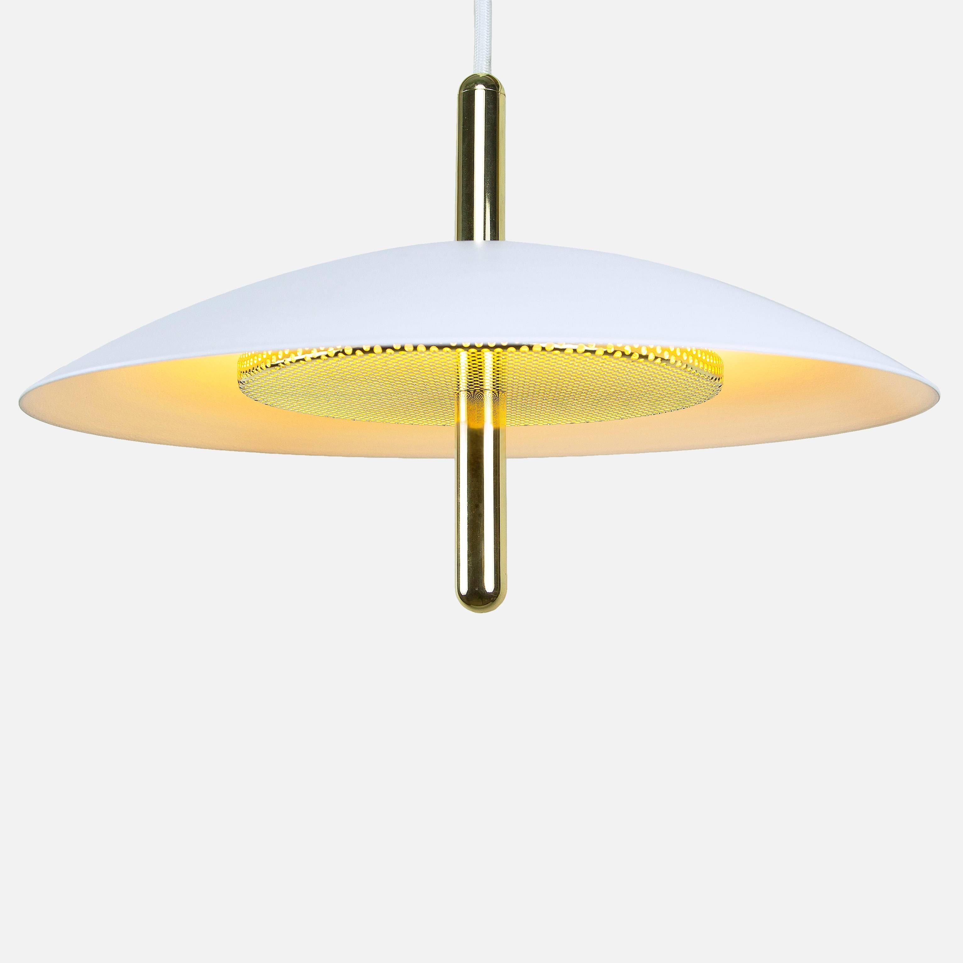 Moderne Lampe à suspension Signal de Souda, blanche x nickel, en stock en vente
