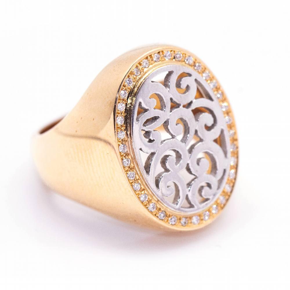 Unisex Gold and Diamond Ring : 35x Brilliant Cut Diamonds with a total weight of 0.20 cts., quality G/Vs : Size 16 : White Gold and 18kt Rose Gold : 13.02 grams.  Sizes: 1,8cm wide  Brand new product  Ref.D360909FV