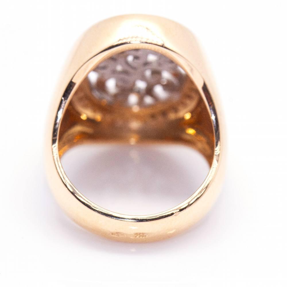 SIGNAL Ring in Bicolour Gold and Diamonds In New Condition For Sale In BARCELONA, ES