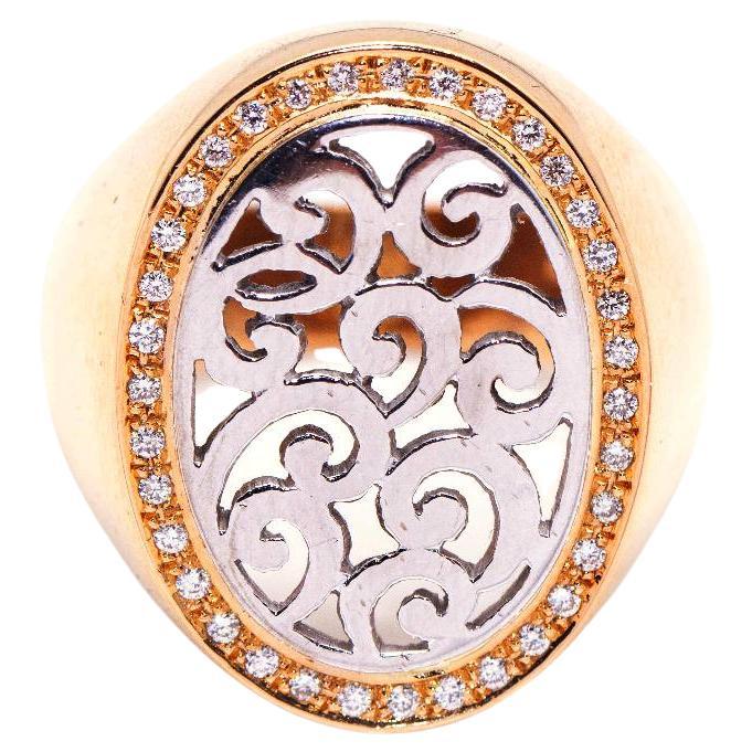 SIGNAL Ring in Bicolour Gold and Diamonds For Sale