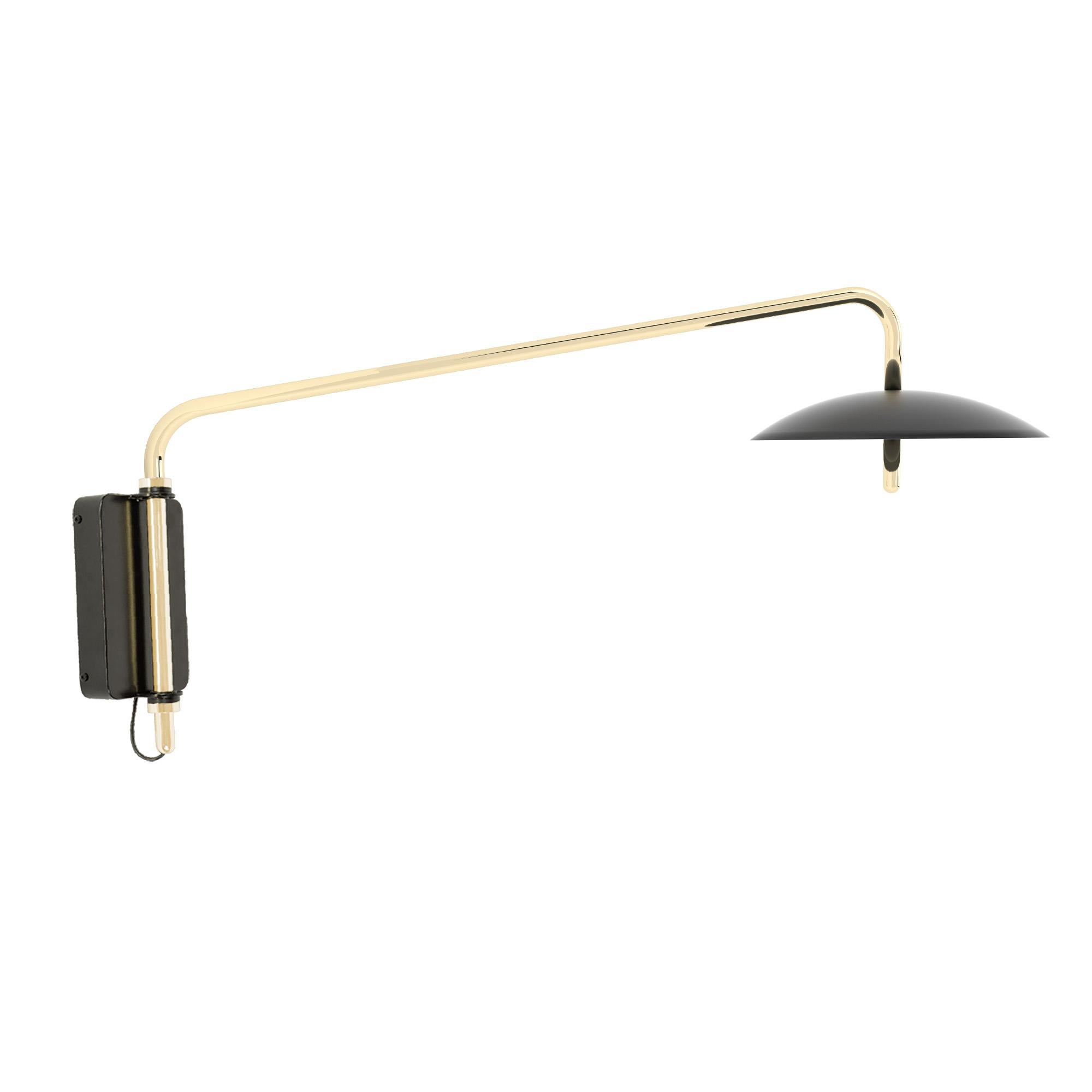 Metal Signal Swing Arm Sconce, Black X Brass, Short, from Souda, Made to Order For Sale