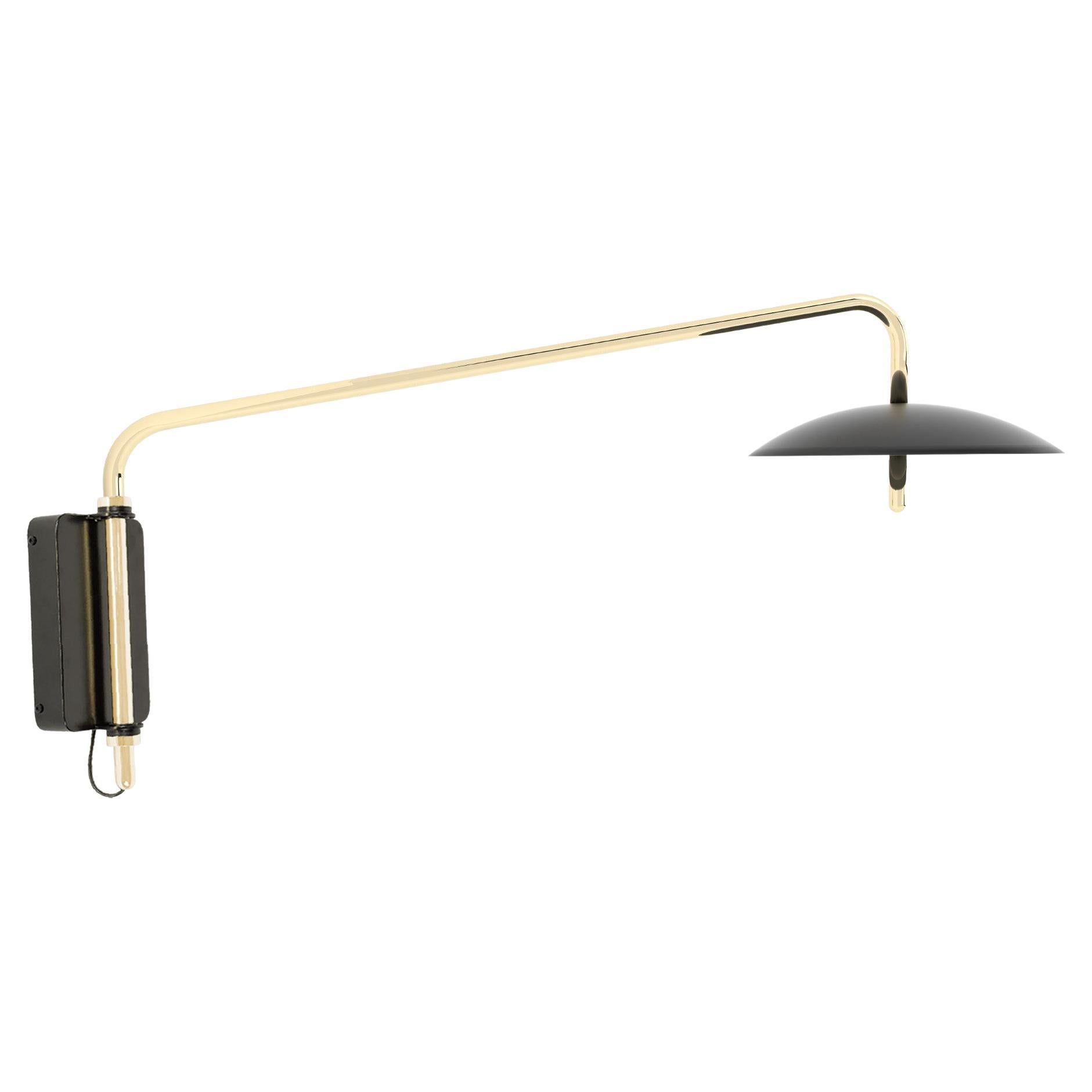 Signal Swing Arm Sconce, Black X Brass, Short,  Hardwire, Souda, Made to Order For Sale
