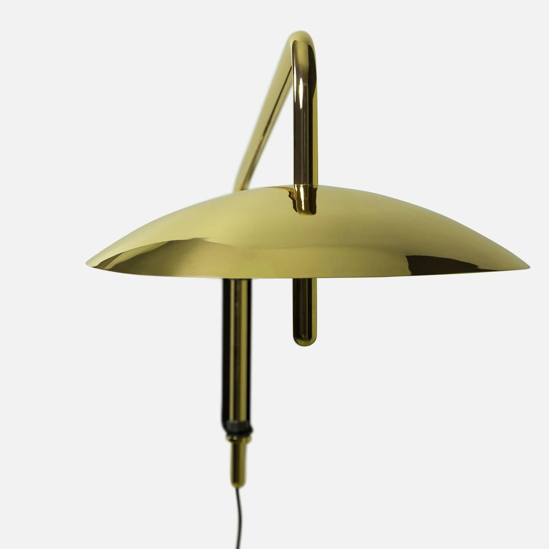 Contemporary Signal Swing Arm Sconce in Brass, Long, Hardwire, from Souda, Made to Order For Sale
