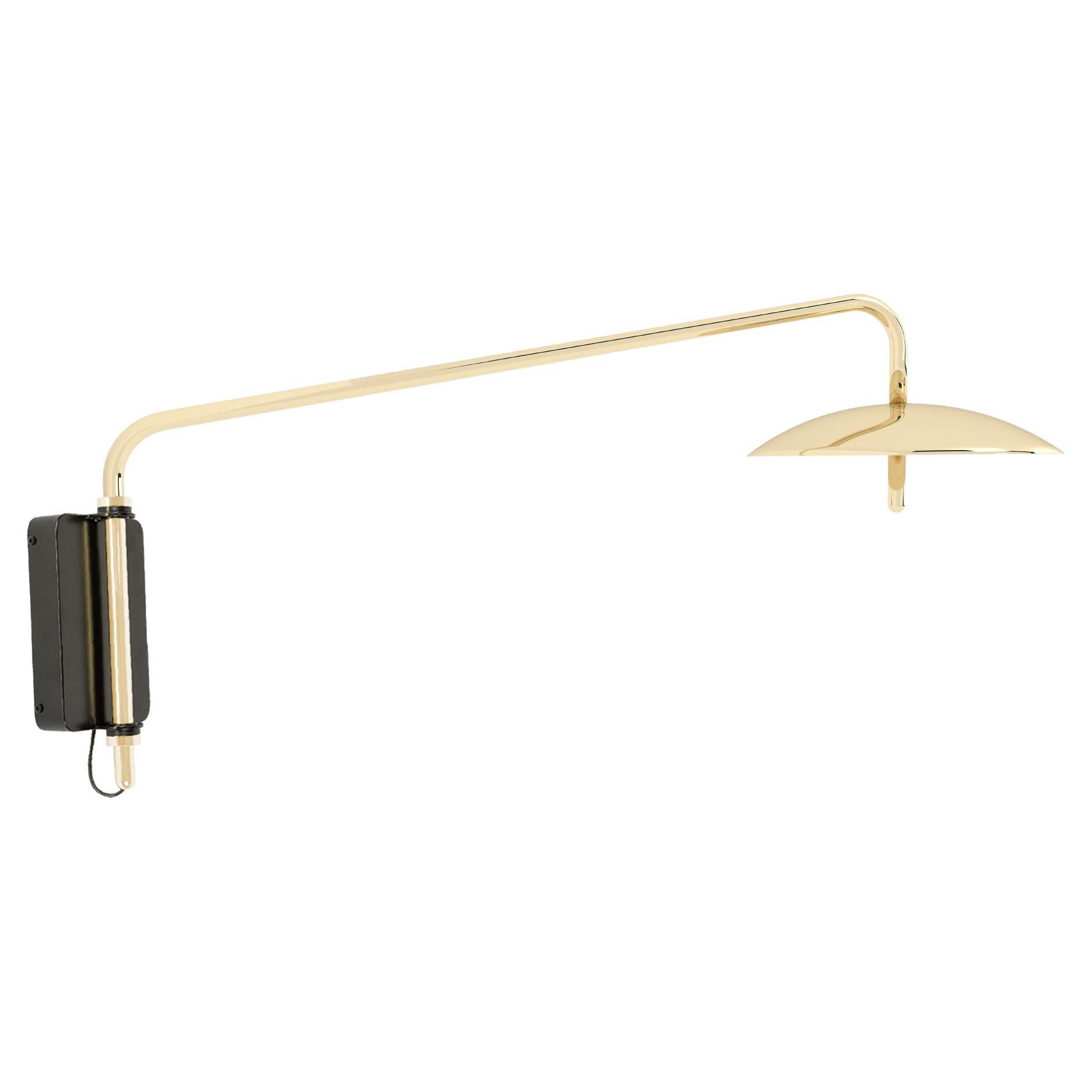 Signal Swing Arm Sconce in Brass, Short, Hardwired, Souda, Made to Order For Sale