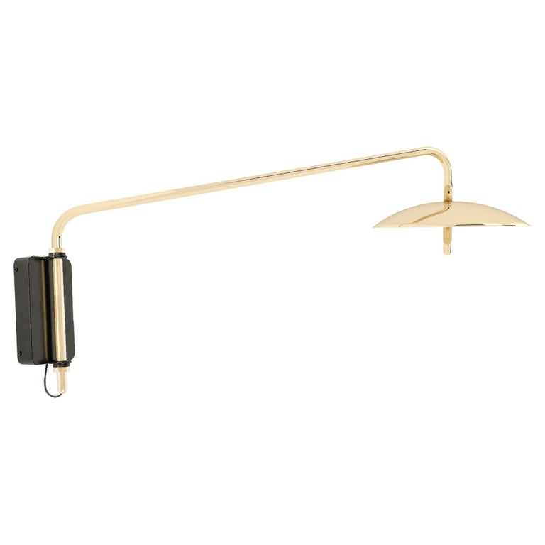 Signal Swing Arm Sconce in Brass, Short, Hardwired, Souda, Made to Order For Sale at 1stDibs