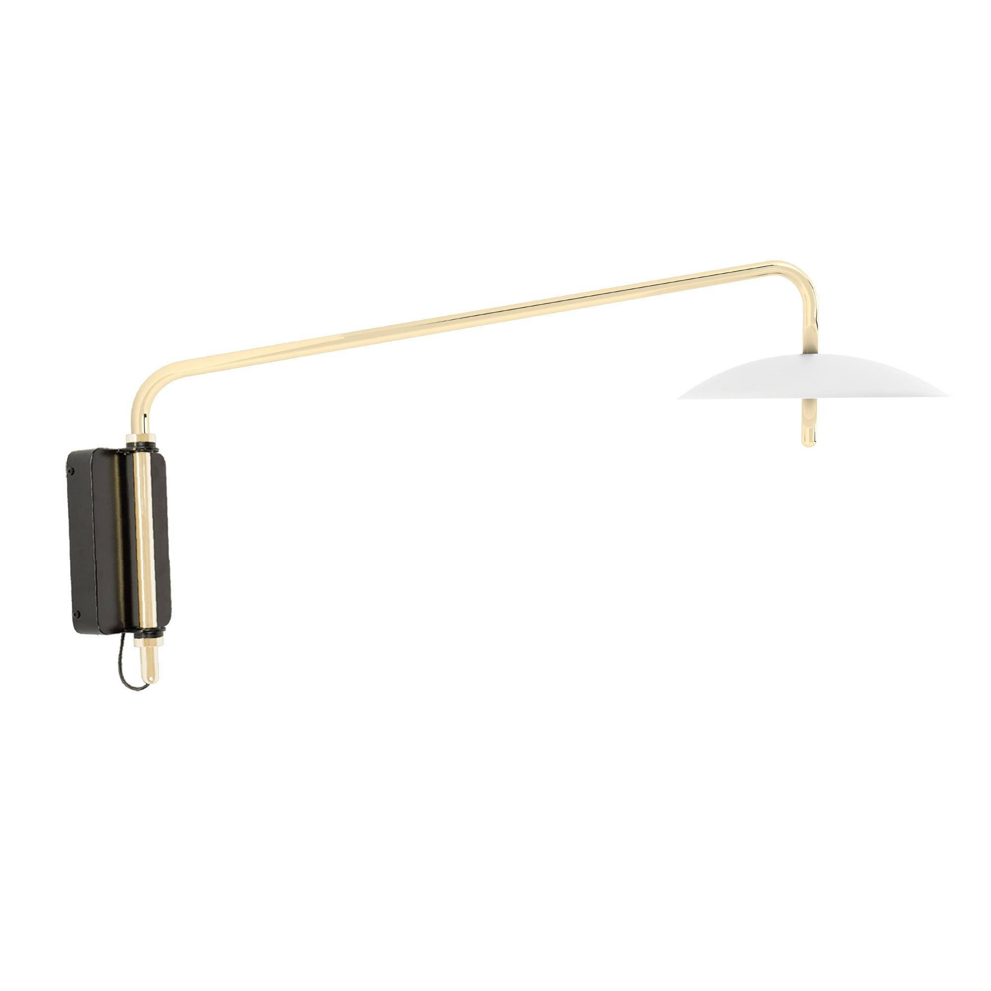 Metal Signal Swing Arm Sconce, White x Brass, Short, from Souda, Made to Order For Sale