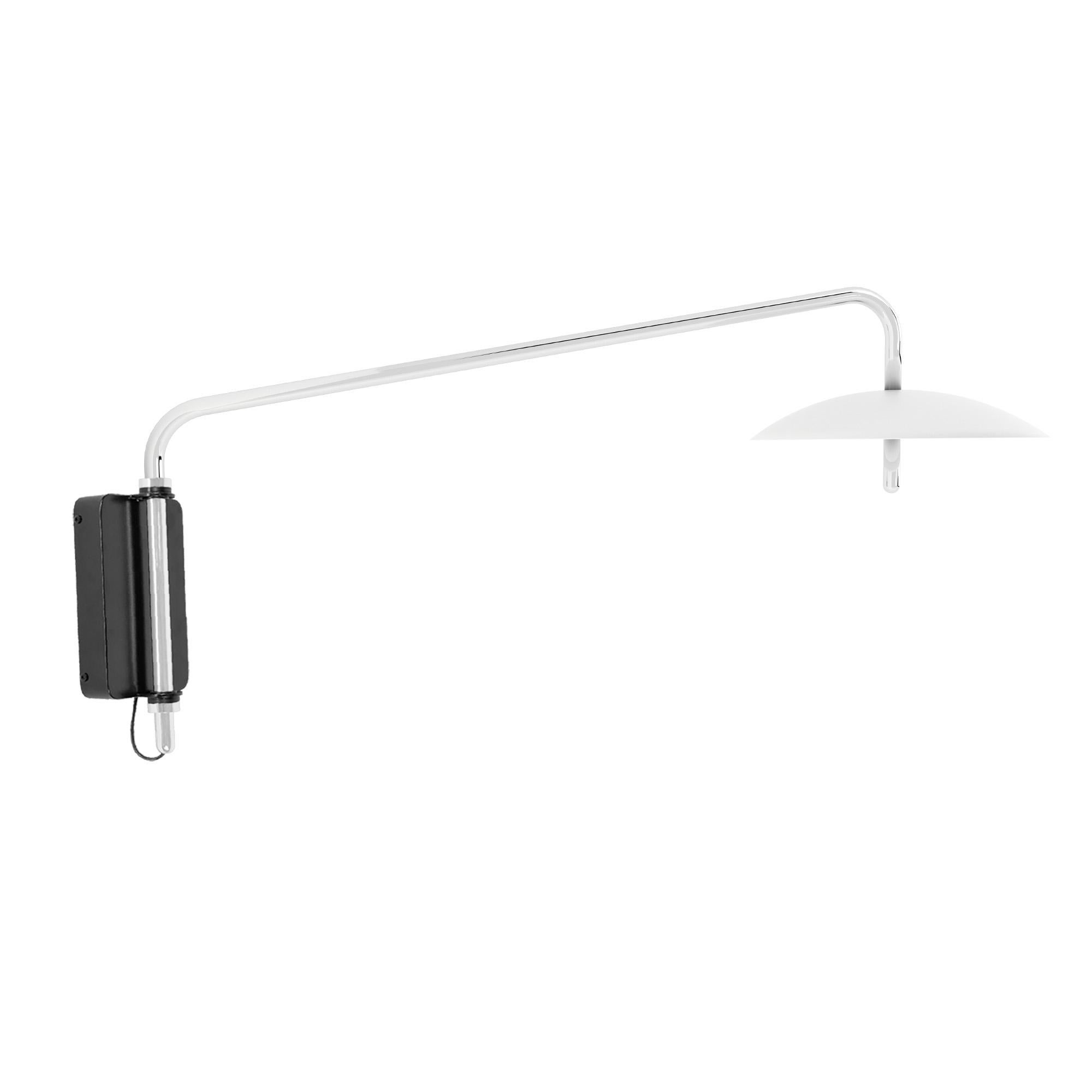 Signal Swing Arm Sconce, White x Nickel, Short, from Souda, Made to Order For Sale 1