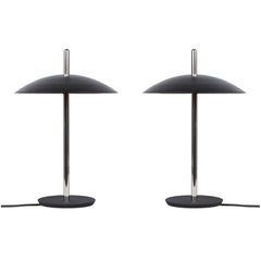 Pair of Signal Table Lamps from Souda, Black/Nickel, Made to Order