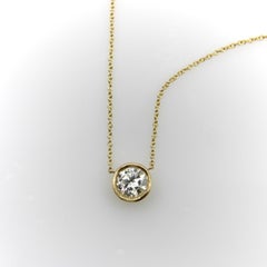 Signature 14K Gold Bezel Set Old European Cut Diamond 16” Necklace