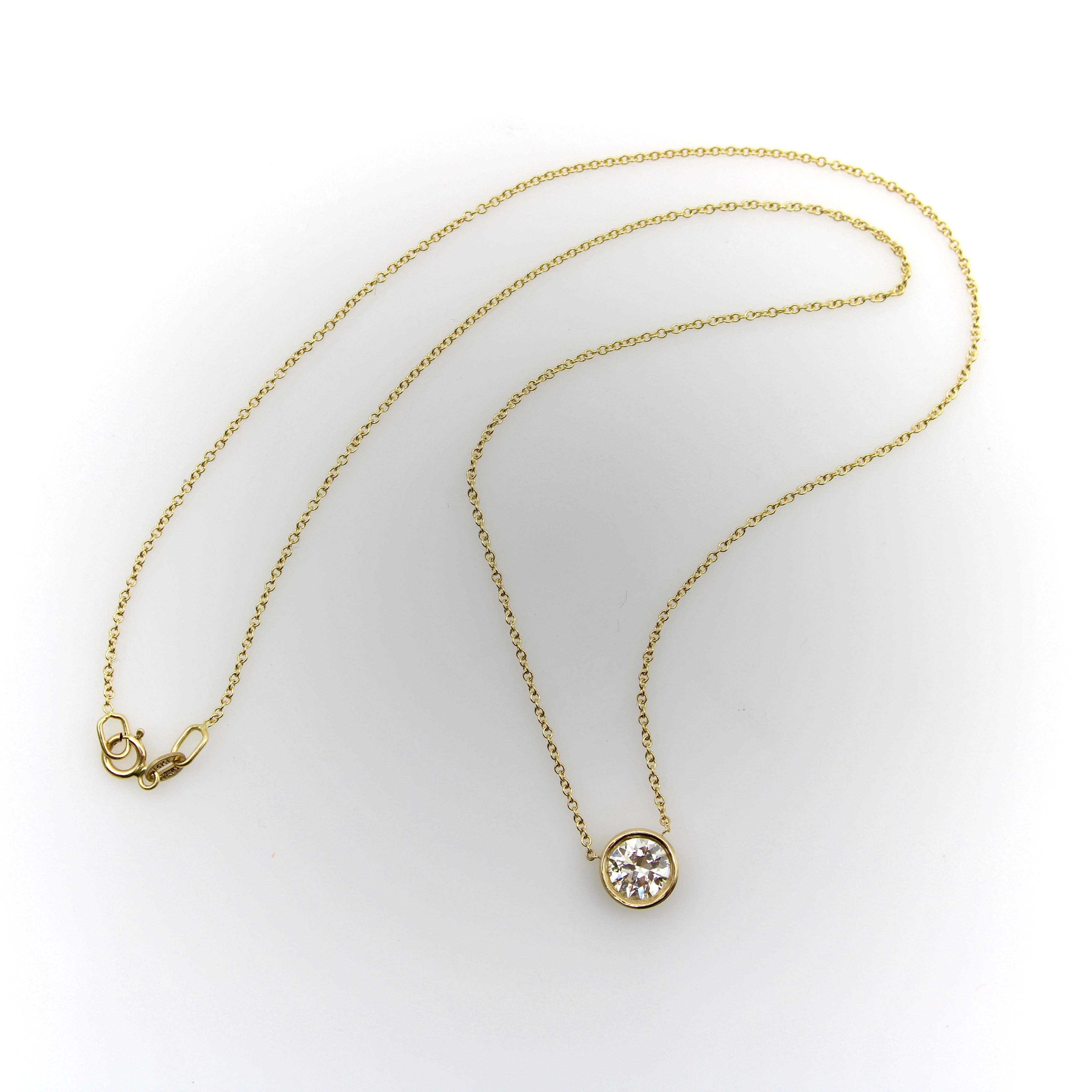 Contemporaneo Signature 14K Gold Bezel Set Old European Cut Diamond 16” Necklace in vendita