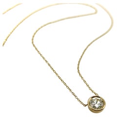 Signature 14K Gold Bezel Set Old European Cut Diamond 16” Necklace