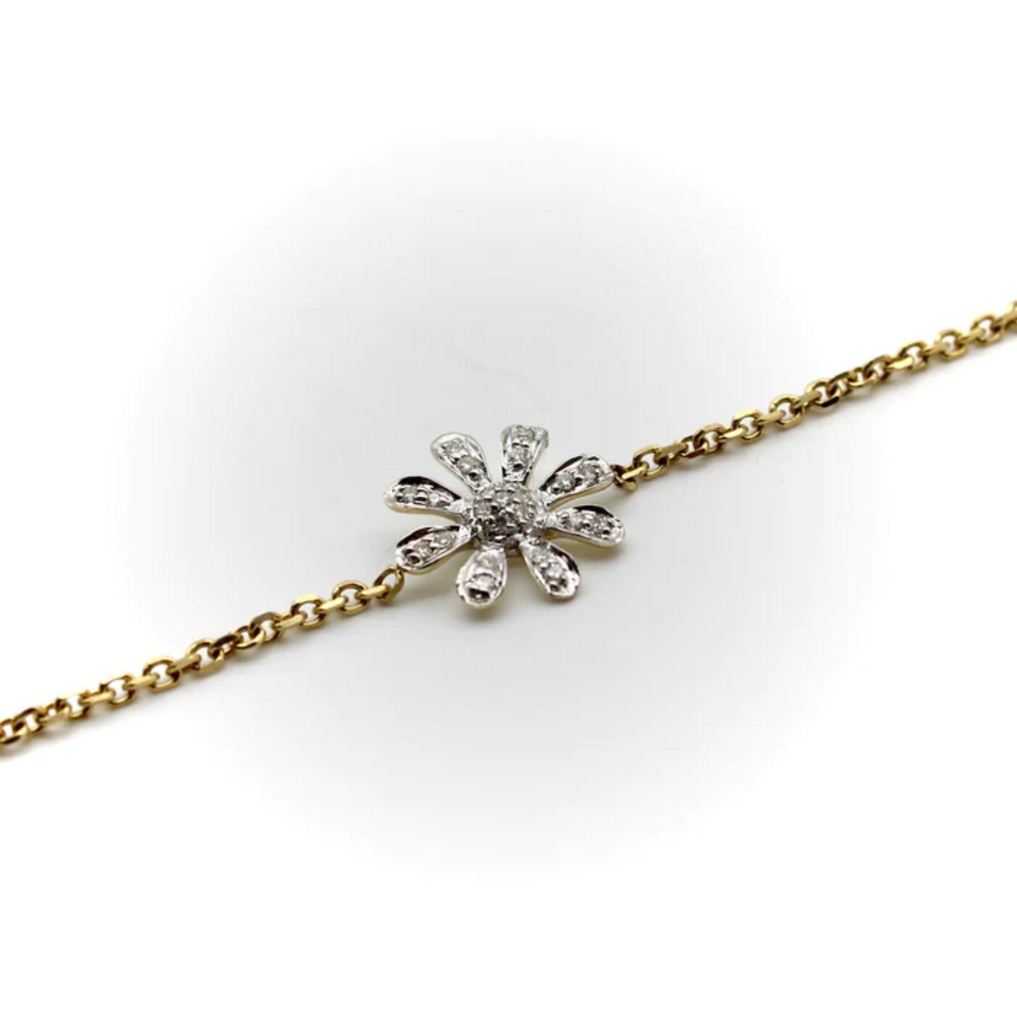 Pulsera Signature Daisy de Diamantes de Oro de 14 K Corte único en venta