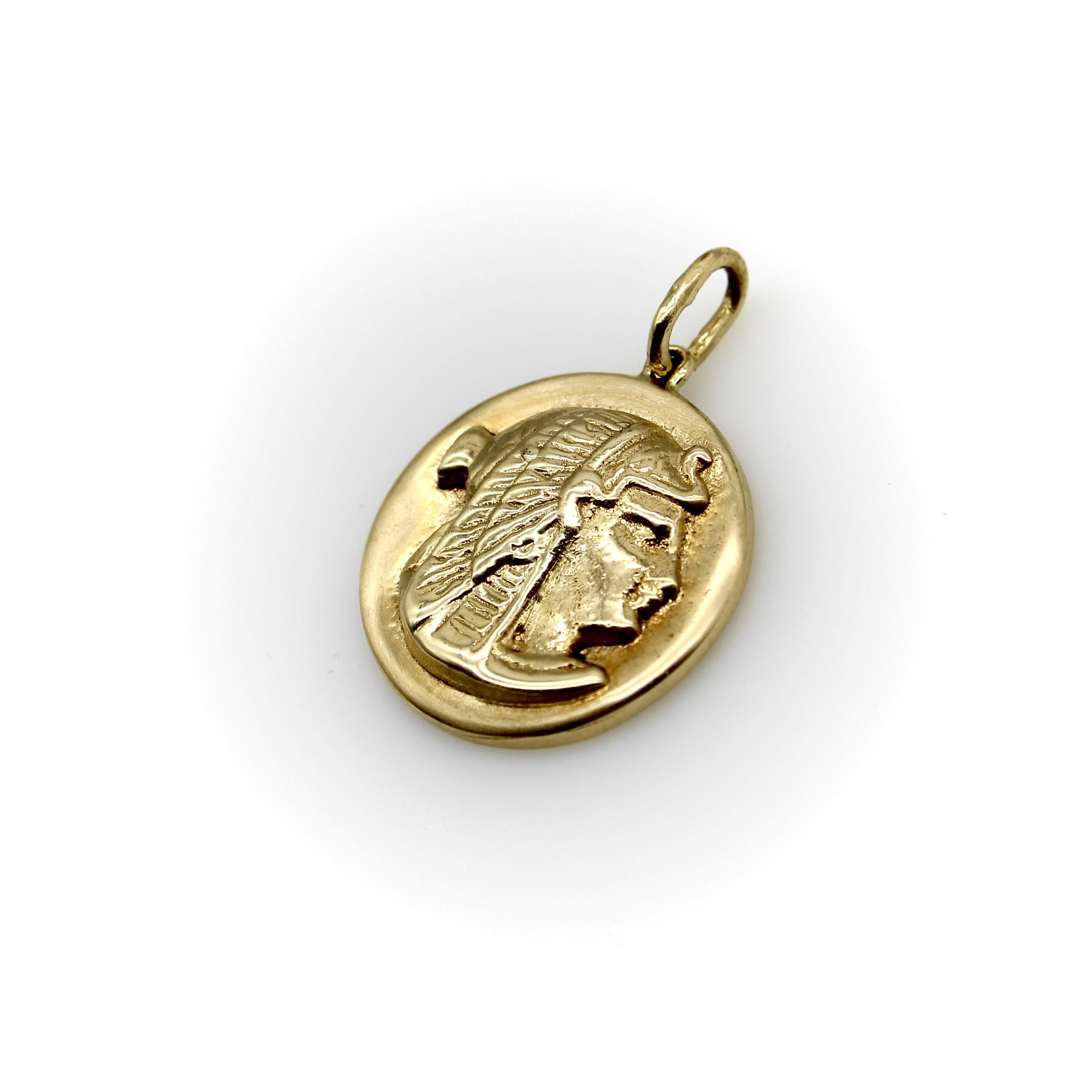 Contemporary Signature 14K Gold Egyptian Revival Nekhbet Charm  For Sale