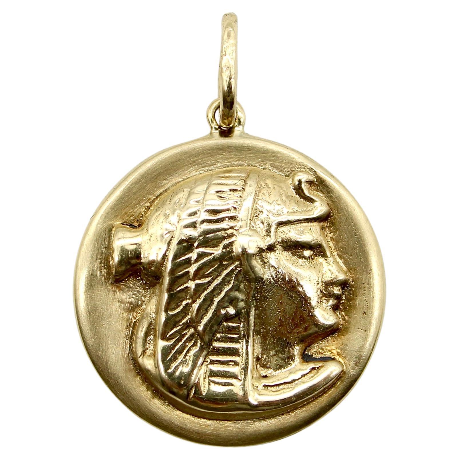 Unterschrift 14K Gold ägyptischen Wiedergeburt Nekhbet Charme oder Anhänger im Angebot