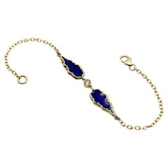 Bracelet en or 14K Signature Gothic Teardrop Diamond and Blue Enamel