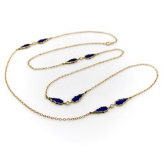 Signature 14K Gold Gothic Teardrop Diamond and Enamel Long Station Chain