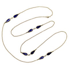 Signature 14K Gold Gothic Teardrop Diamond and Enamel Long Station Chain