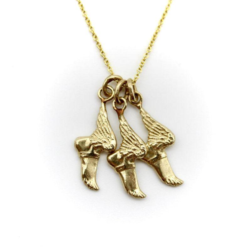 Hermes Winged Sandal & Foot Talaria Necklace – Greek God Pendant, Pewter & Leather