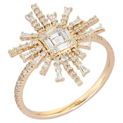 Signature Baguette Diamant 14K (oder 18k auf Anfrage) Gelbgold Siegelring