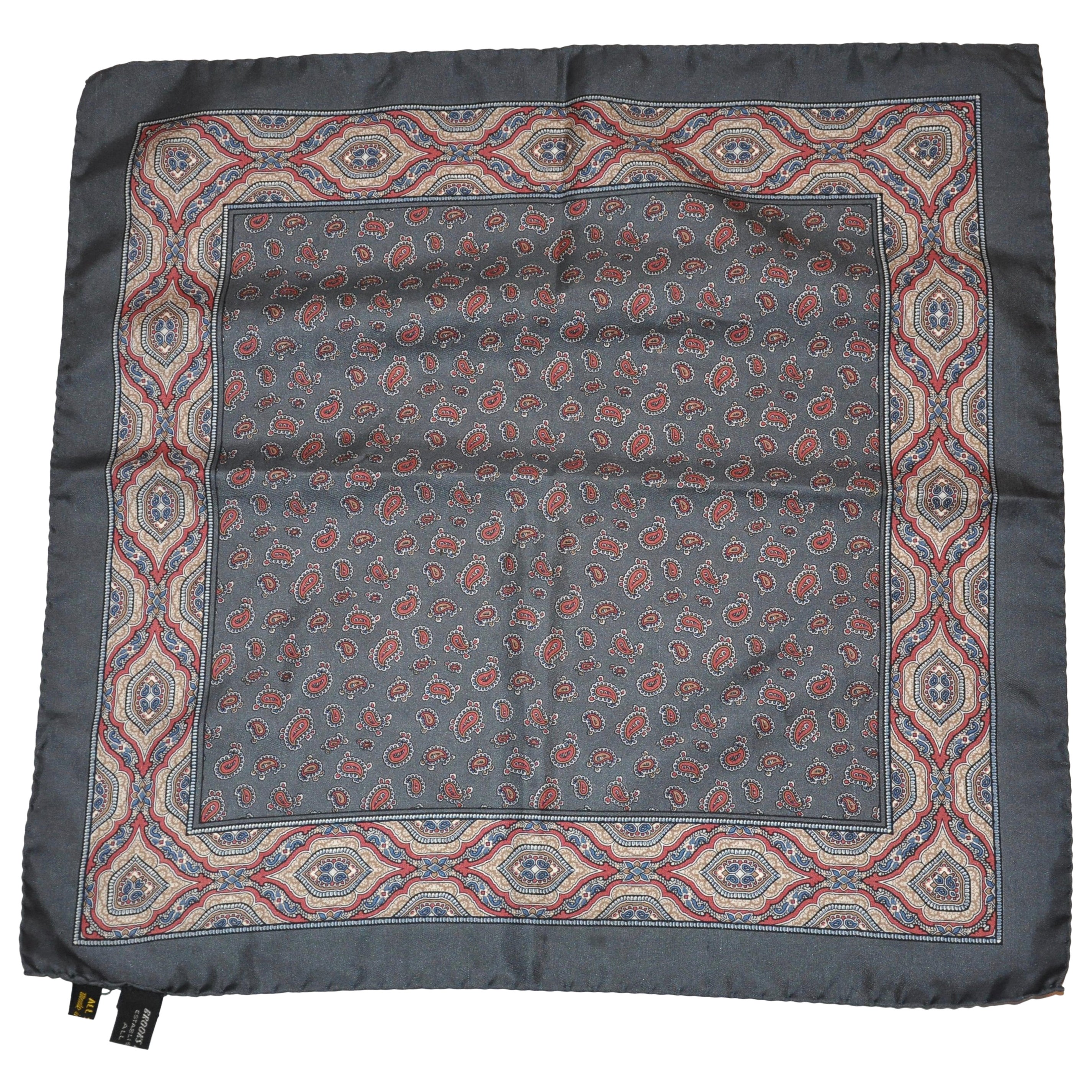 Firma Clásica Pañuelo de Seda Paisley Gris