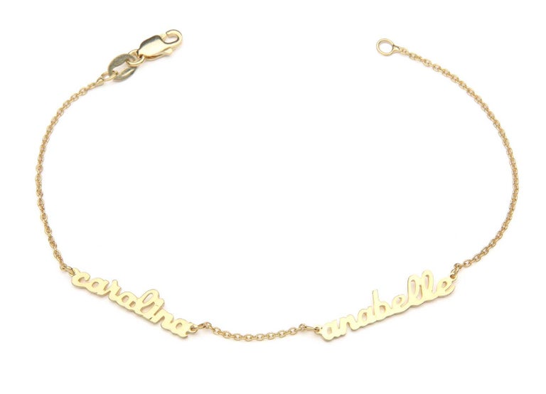 Signature Collection Personalized Mini Script Name Necklace with Three Names For Sale 2