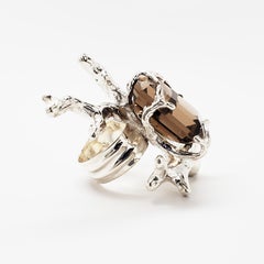 Signature Coral Ring in Smoky Quartz and Sterling Silver