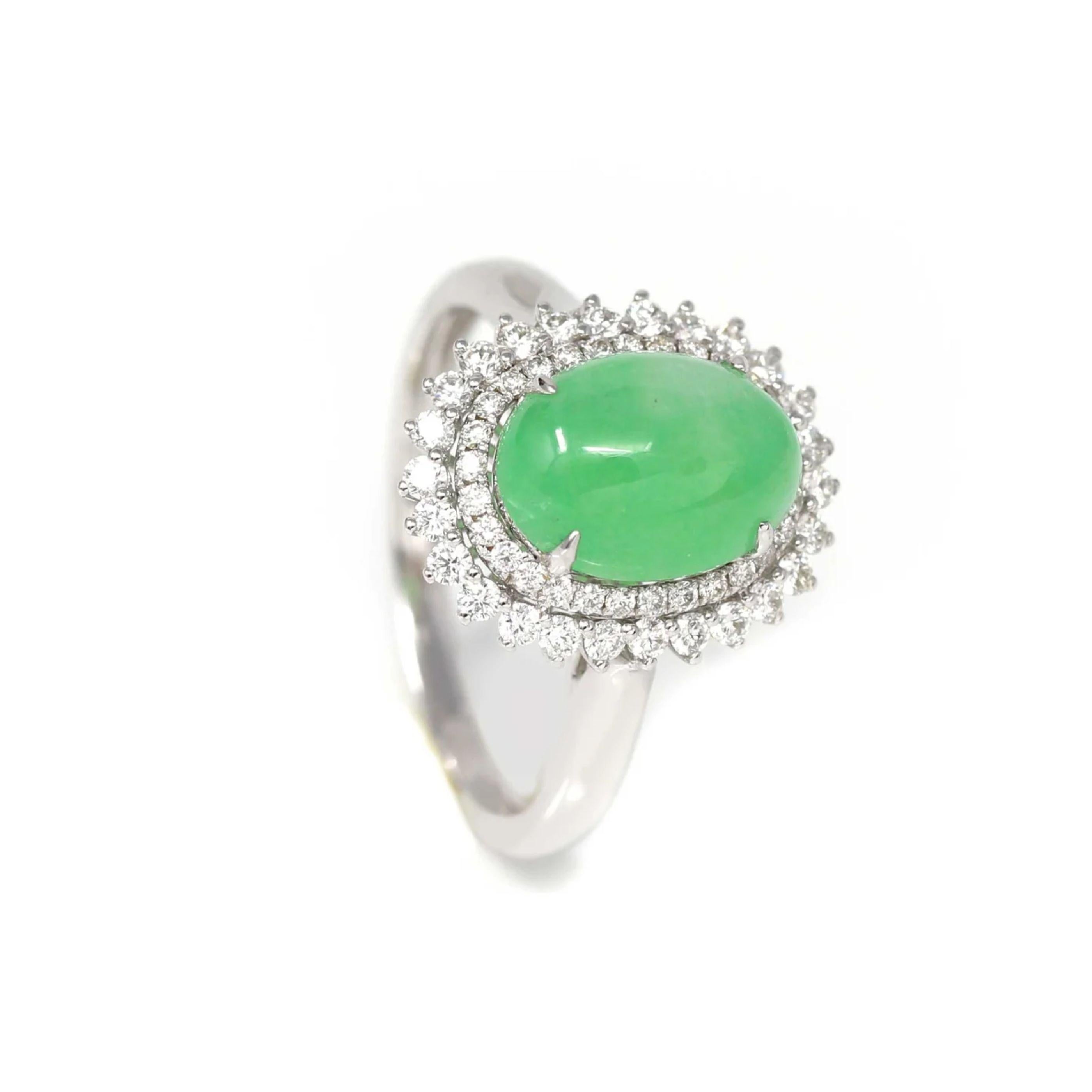 diamond and jade engagement ring