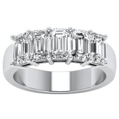 Signature Emerald Five Diamond Ring in Platinum