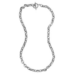 Used Signature Engraved Weave Linked Sterling Silver Chain Necklace