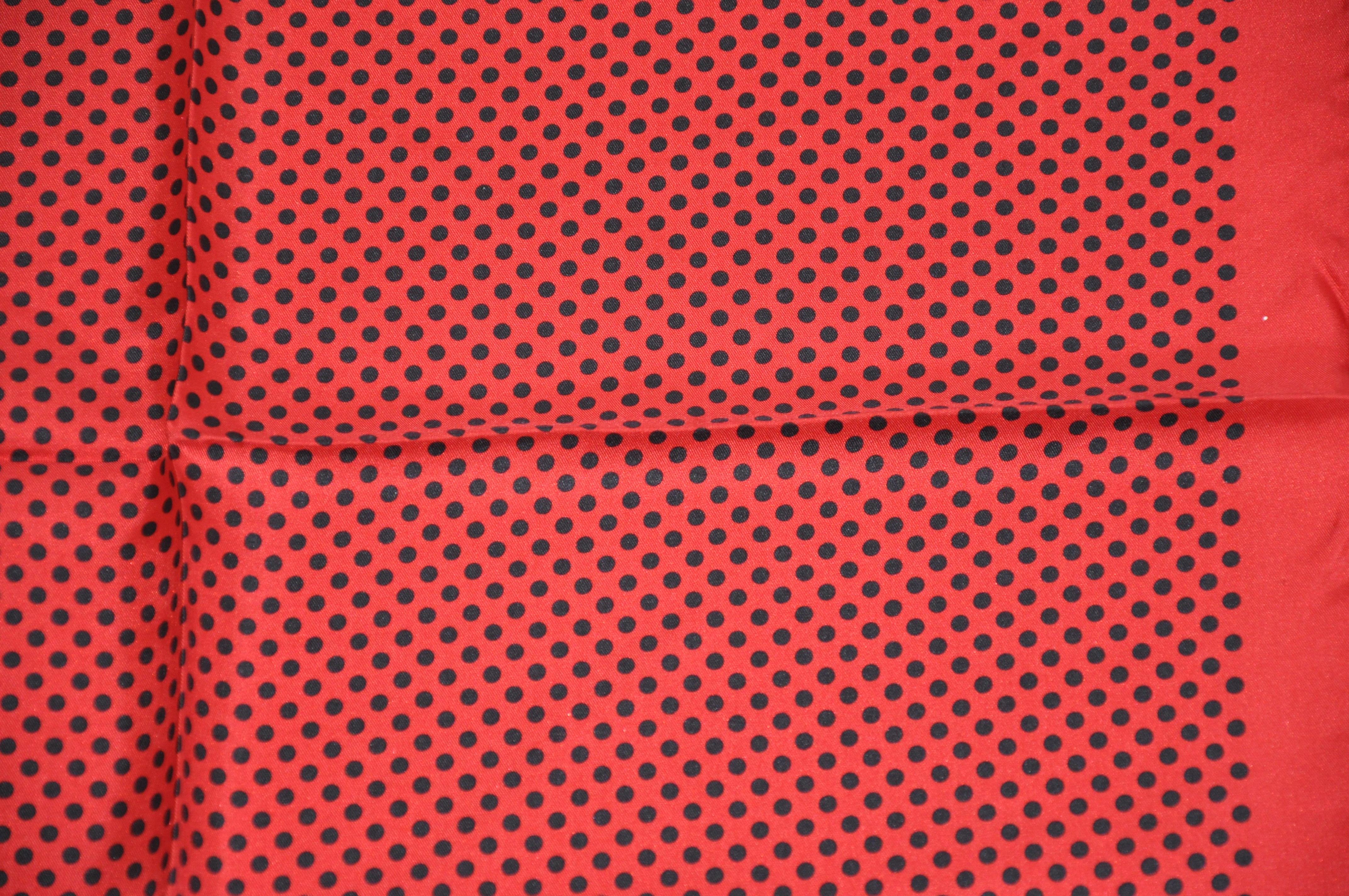 Signature Italian-Red and Black Polka Dot Silk Handkerchief In Good Condition For Sale In New York, NY
