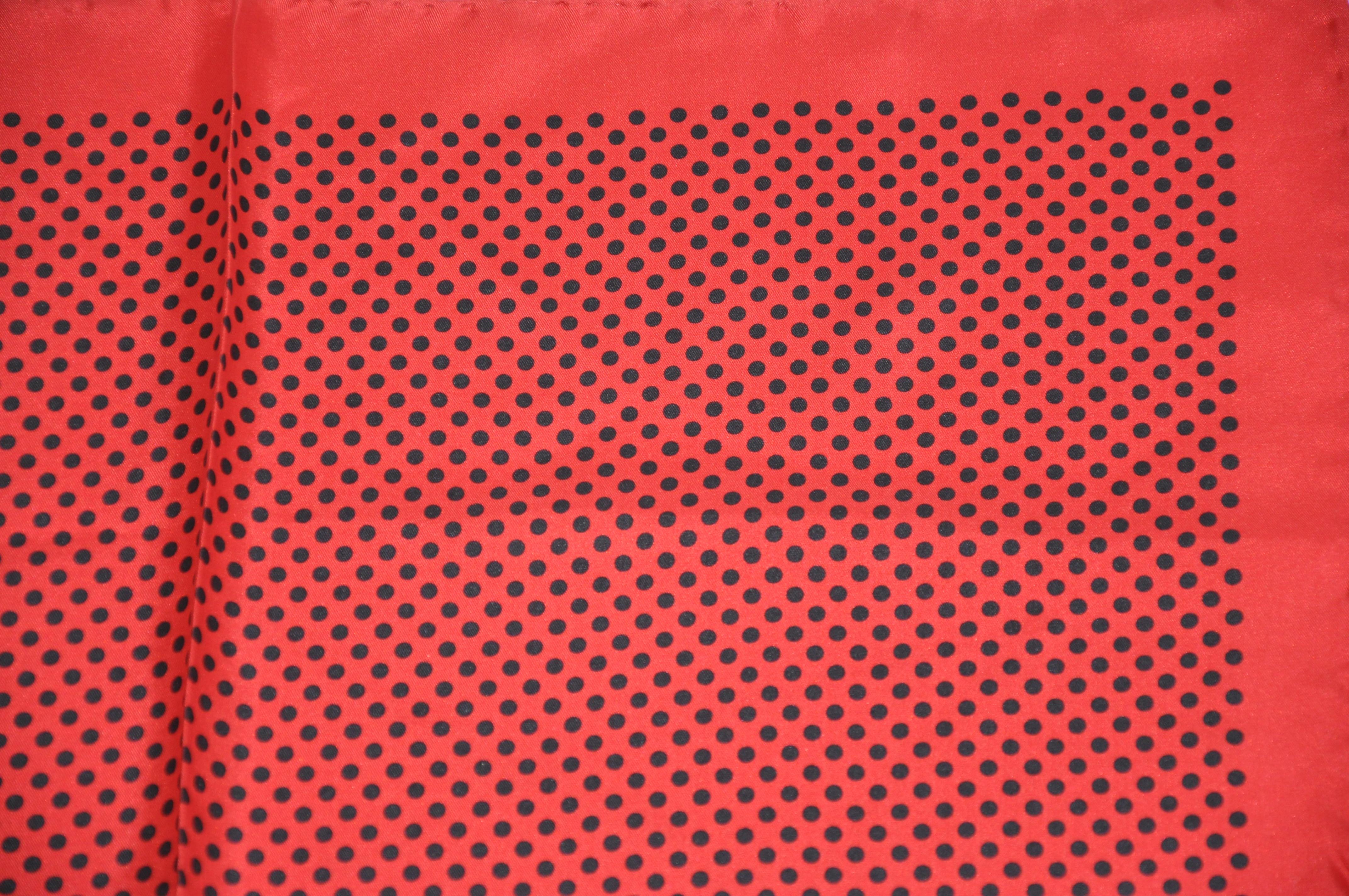 Women's or Men's Signature Italian-Red and Black Polka Dot Silk Handkerchief For Sale