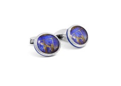 Ovale Manschettenknöpfe aus Rutilquarz und Silber mit Lapislazuli in limitierter Auflage, Signatur