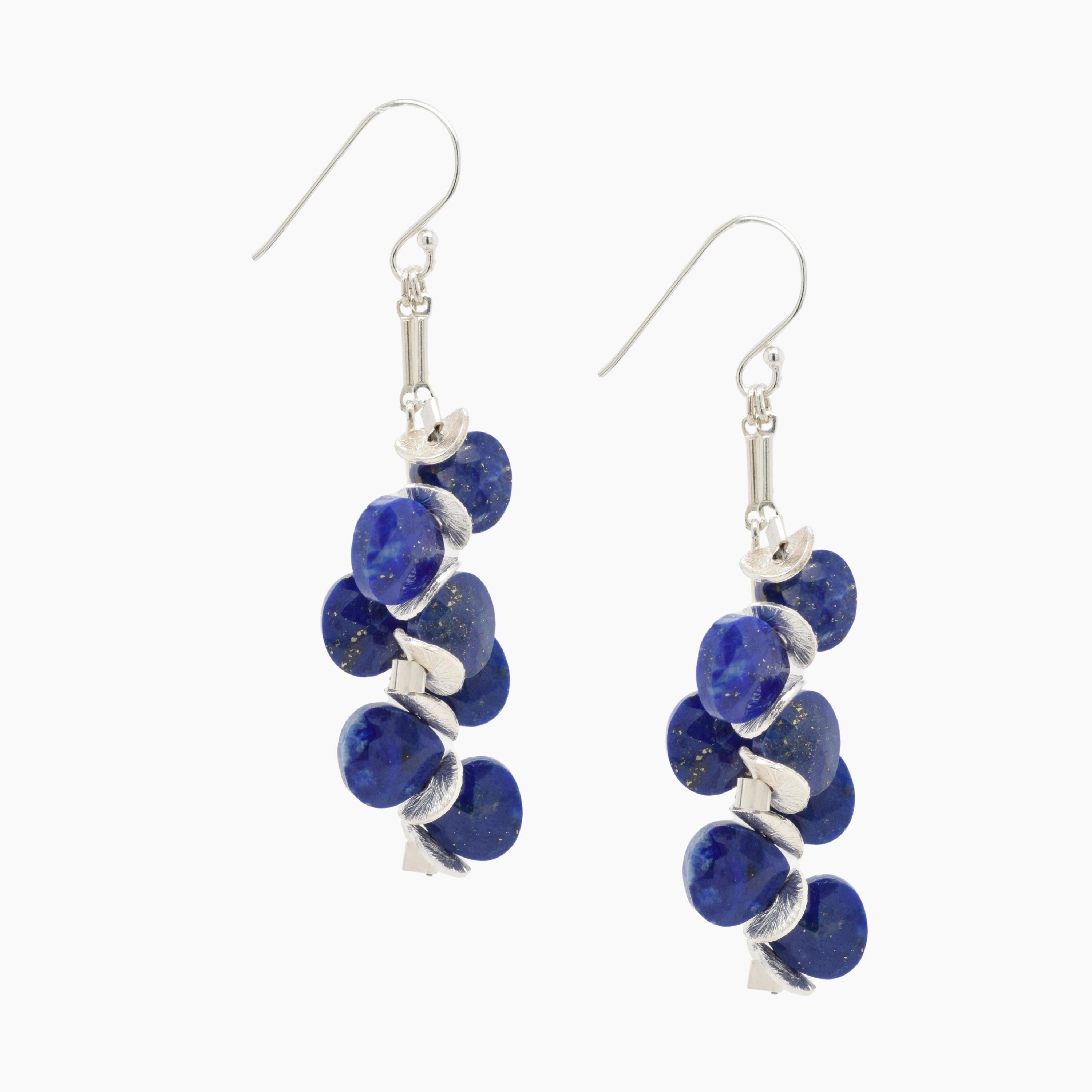 Signature Lapis Sterling Earrings In New Condition For Sale In New York, NY
