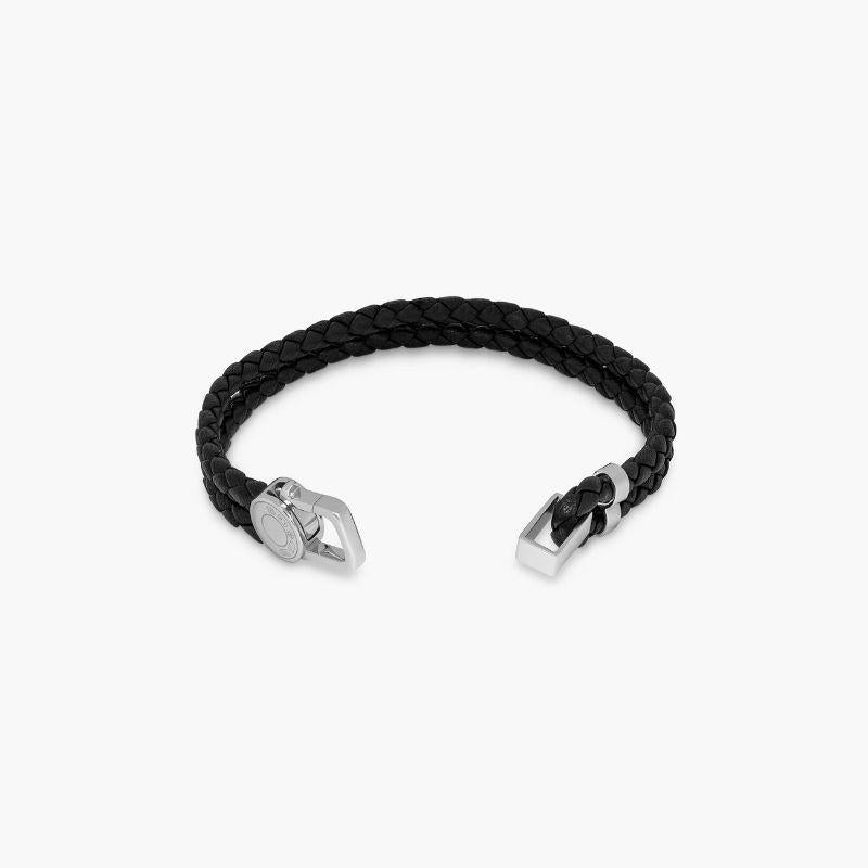 Signature Lock Bracelet in Black Leather, Size L In New Condition For Sale In Fulham business exchange, London
