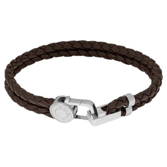 Signature Lock Bracelet in Brown Leather, Size S For Sale at 1stDibs