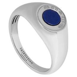 Signature Lock Ring with Blue Lapis in Rhodium Plated Silver, Size S For Sale