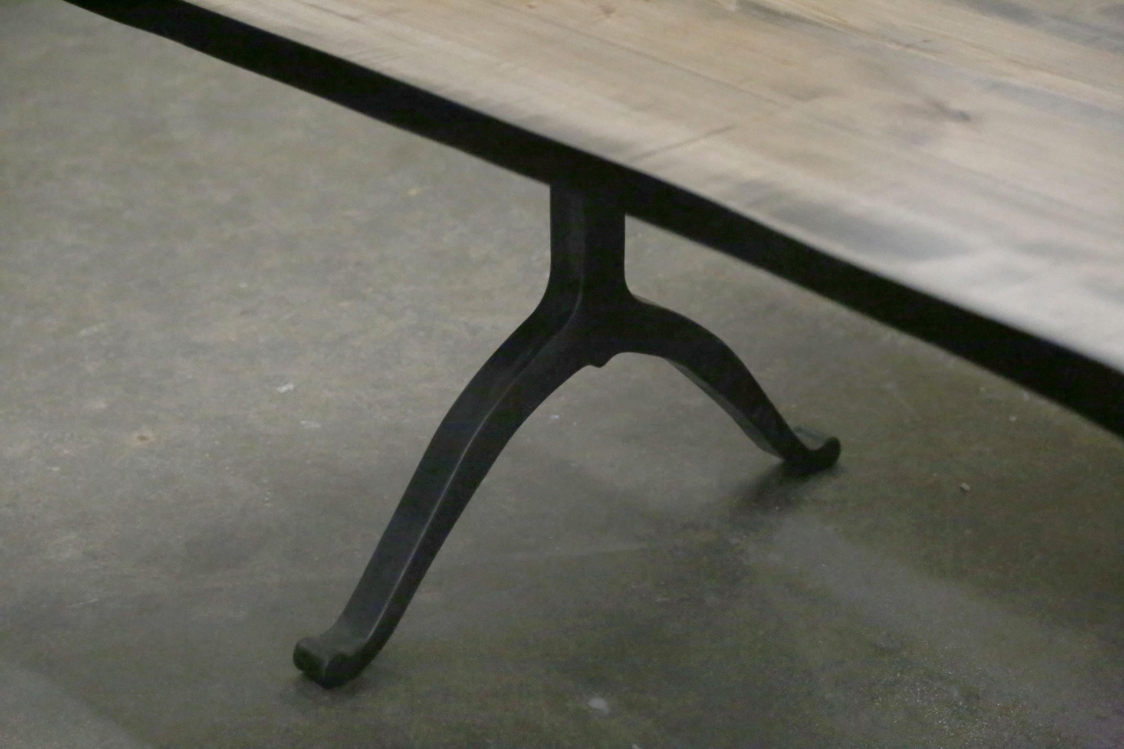 Signature Maple Live Edge Slab Table Driftwood Finish Steel Wishbone Legs For Sale 1